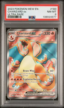 2023 POKEMON MEW EN-151 ULTRA RARE #183 CHARIZARD EX PSA 8 - Image 1