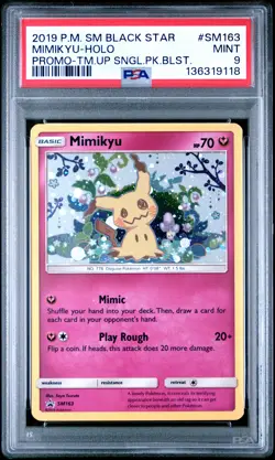 PSA 9 Mimikyu Holo #SM163 2019 Pokemon Sun & Moon Black Star Promo 136319118 - Image 1