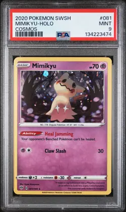2020 POKEMON SWORD & SHIELD DARKNESS ABLAZE COSMOS #081 MIMIKYU-HOLO PSA 9 - Image 1