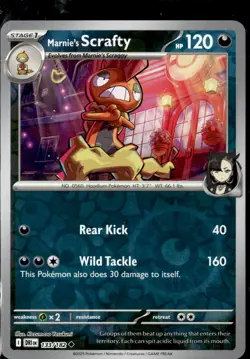 Pokemon Marnie's Scrafty 133/182 Destined Rivals Reverse Holo 2 Card Lot - Image 1