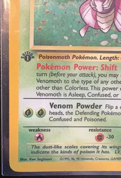 1st Edition Venomoth 13/64 Jungle Set Holo Rare Vintage 1999 Pokemon Card - Image 3