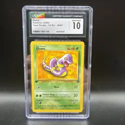 CGC 10 GEM MINT Ekans Team Rocket 1st Edition 56/82 Pokemon Card Vintage - Image 1