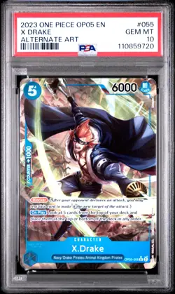 One Piece Card Game X. Drake OP05-055 R Alternate Art EN PSA 10 Gem Mint - Image 1