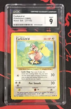 CGC 9 MINT FARFETCH’D 1999 Base Set Pokemon Card 27/102 ✨Vintage ✨ - Image 1