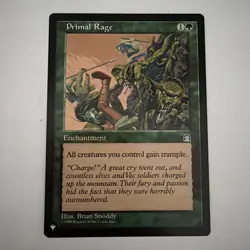MTG Primal Rage Enchantment Card 1998 Magic The Gathering Deckmaster USED - Image 1