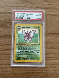 Pokemon TCG Venomoth Holo 1st Edition Jungle Rare Card 13/64 PSA 8 NM - Image 1