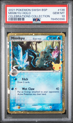 PSA 10 Mimikyu SWSH136 Delta Species Celebrations Promo Black Star Pokemon Card - Image 1
