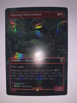 MTG English Hunting Velociraptor (Borderless) NM Foil - Image 1