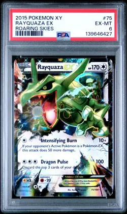 2015 POKEMON XY ROARING SKIES #75 RAYQUAZA EX PSA 6 - Image 1