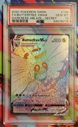 PSA 10 Gem Mint - Butterfree Vmax Rainbow Darkness Ablaze Secret 190 Pokemon - Image 1