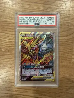Moltres & Zapdos & Articuno GX SM210 Sun & Moon Promo Pokemon Card PSA 10 - Image 1