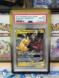 2019 Pokemon Sun and Moon Team Up Pikachu & Zekrom GX PSA 10 GEM MINT - Image 1