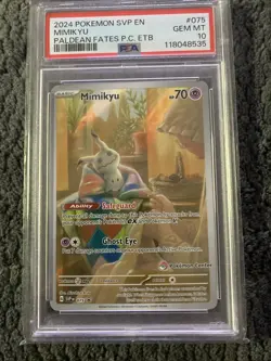 2024 Pokemon SVP EN-SV BLACK STAR PROMO POKEMON CENTER MIMIKYU #075 PSA 10 - Image 1