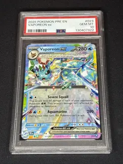 2025 Pokemon Prismatic Evolutions #23 Vaporeon Ex PSA 10 - Image 1