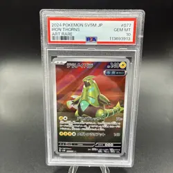 Pokemon TCG Holo AR #77 Iron Thorns SV5M JP Cyber Judge PSA 10 Gem Mint - Image 1