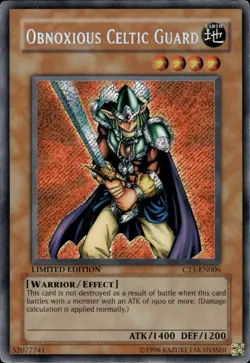 Obnoxious Celtic Guard - Secret Rare Limited Edition CT1-EN006 - MP - YuGiOh - Image 1