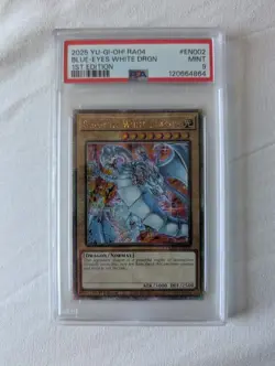 Yu-Gi-Oh! Blue-Eyes White Dragon RA04-EN002 1st Edition QCR PSA Graded 9 MINT - Image 1