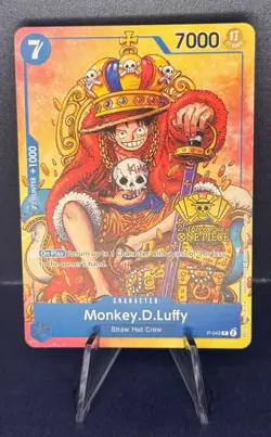 One Piece TCG Monkey D. Luffy P-043 Promo 2nd Anniversary Stamp English NM - Image 1