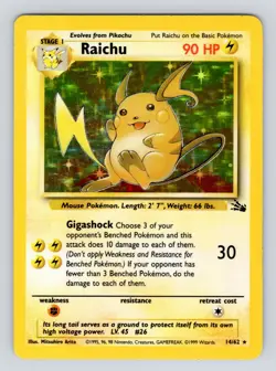 Raichu 14/62 Holo Fossil Pokemon Card TCG WOTC LP - Image 1