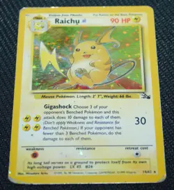 Raichu 14/62 Holo Rare Unlimited Fossil Set 1999 - Pokemon Card TCG (HP) - Image 3