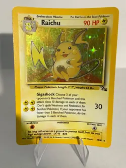 Pokemon TCG Raichu Fossil Holo Rare Card 14/62 HP - Image 1
