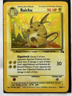 Raichu 14/62 Fossil Unlimited Rare Holo Pokemon Card TCG #V1 - Image 2