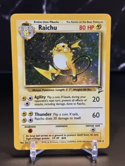 💥 RAICHU | Pokemon TCG 2000 | (Base Set 2 ) Holo Foil Vintage # 16/130 - Image 1