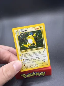 #5 Raichu 16/130 Base Set 2 2000 Holo Rare SWIRL WOTC Pokemon Card TCG NM - Image 2