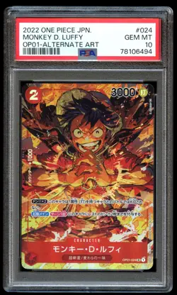 PSA 10 JAPANESE ONE PIECE 2022 MONKEY D. LUFFY OP01-024 ROMANCE DAWN ALT ART - Image 1