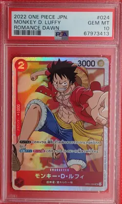 MONKEY D LUFFY RC 2022 One Piece JPN OP01-024 PSA 10 Japanese Romance Dawn TCG - Image 1