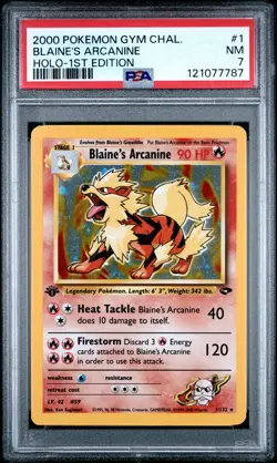 2000 POKEMON GYM CHALLENGE HOLO-1ST EDITION #1 BLAINE'S ARCANINE PSA 7 - Image 1