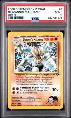 2000 Pokemon Gym Challenge Giovanni's Machamp Holo #6 PSA 9 Mint - Image 1