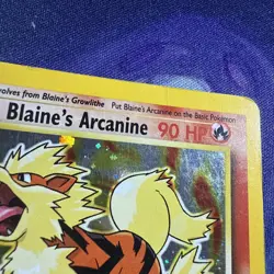 Pokemon TCG Blaine's Arcanine Holo Rare Card Gym Challenge 1/132 MP - Image 3
