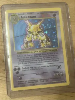 Shadowless Alakazam 1/102 DAMAGED Base Set Pokemon Card Holo WOTC - Image 1