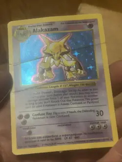 Shadowless Alakazam 1/102 DAMAGED Base Set Pokemon Card Holo WOTC - Image 4