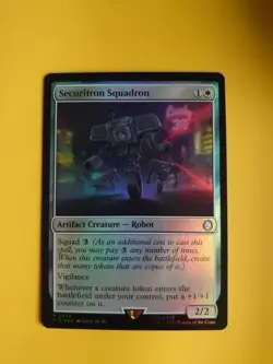Securitron Squadron PIP Rare 0023 Magic the Gathering Card. Robot foil - Image 1
