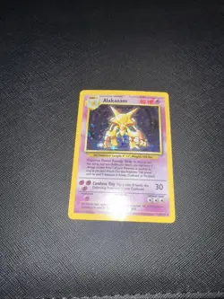Pokemon TCG Alakazam Base Set Holo Card 1/102 Unlimited Rare - Image 1