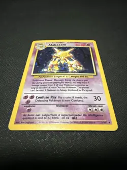 Pokemon TCG Alakazam Base Set Holo Card 1/102 Unlimited Rare - Image 3