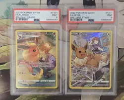 2022 POKEMON SWORD & SHIELD BRILLIANT STARS FULL ART EEVEE & FLAREON PSA 9 - Image 1