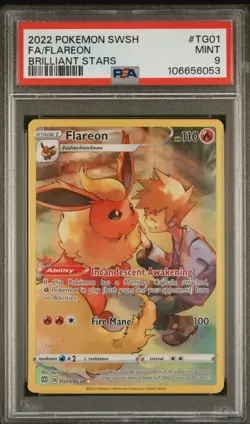 2022 POKEMON SWORD & SHIELD BRILLIANT STARS FULL ART EEVEE & FLAREON PSA 9 - Image 4