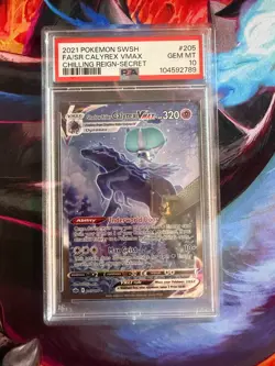 2021 Pokemon SWSH Chilling Reign Secret Calyrex Vmax #205 Full Art PSA 10 - Image 1