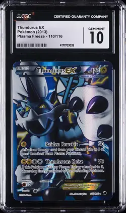 2013 POKEMON PLASMA FREEZE #110 THUNDURUS EX CGC 10 GEM MINT - Image 1