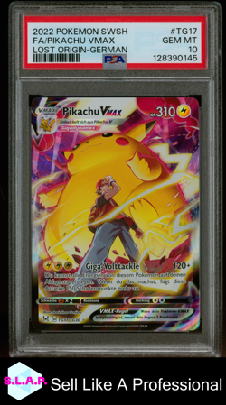 FA/PIKACHU VMAX LOST ORIGIN-GER POKEMON SWSH LOST ORIGIN 2022 TG17 PSA 10 - Image 1