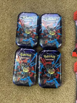 Pokemon TCG Lot - 4 Mega Evolution Mini Tins + 4 Destined Rivals Booster Packs - Image 3