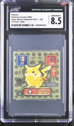 1996 Pokemon Japanese Amada Gold Foil #189 Pikachu CGC 8.5 Sticker - 1st Print - Image 1