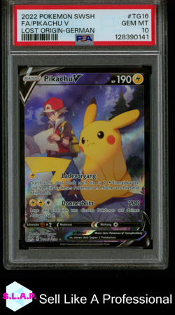 FA/PIKACHU V LOST ORIGIN-GER POKEMON SWORD & SHIELD LOST ORIGIN 2022 TG16 PSA 10 - Image 1