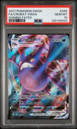 2021 POKEMON SWORD & SHIELD SHINING FATES #045 FULL ART/CROBAT VMAX PSA 10 - Image 1