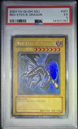 2003 YU-GI-OH! STARTER DECK: JOEY #001 RED-EYES B. DRAGON PSA 5 - Image 2