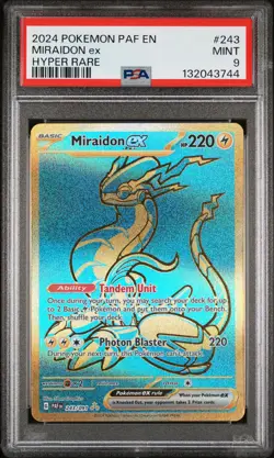 2024 POKEMON PAF EN-PALDEAN FATES HYPER RARE #243 MIRAIDON EX PSA 9 - Image 1