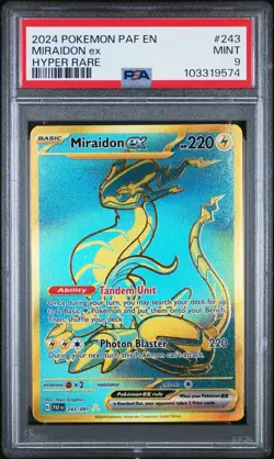 2024 POKEMON PAF EN-PALDEAN FATES HYPER RARE #243 MIRAIDON EX PSA 9 - Image 1